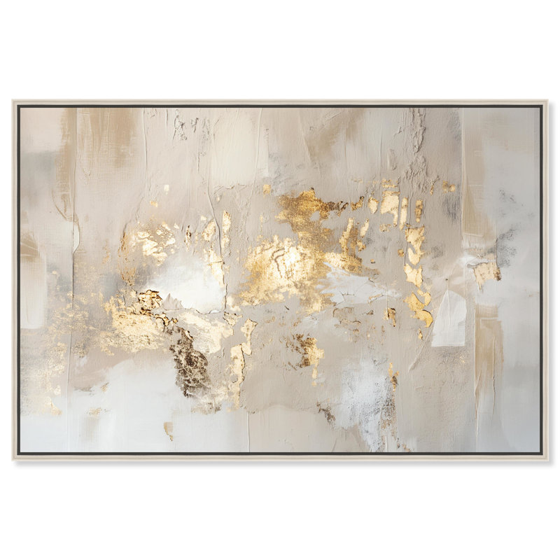 Sands of Time Beige and Gold Abstract Canvas Wall Art
