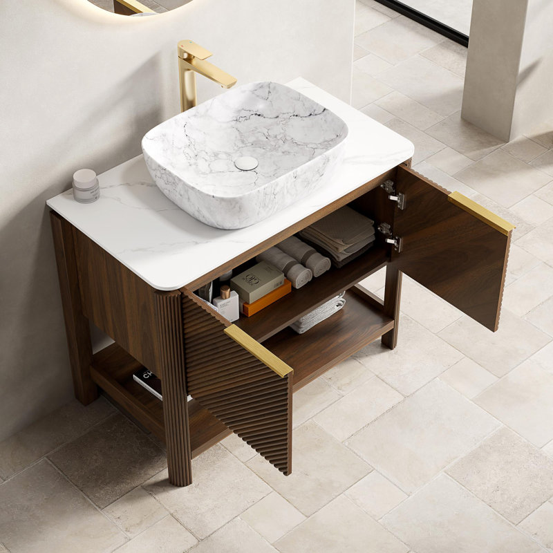 Meuble-lavabo autoportant avec tablette ouverte, 36"
