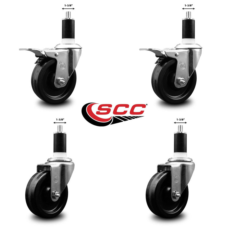 Ensemble de roulettes pivotantes extensibles Phenolique 2 freins Total Lock, 4 po x 1-3 / 8 po
