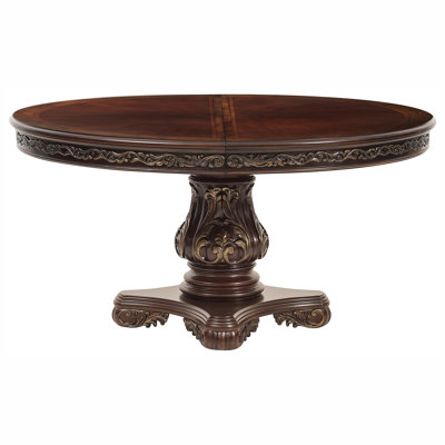 Magnifique rallonge de table en cerisier avec rallonge dorée 1pc, rallonge de table ronde / ovale, traditionnelle pour chambre, faite de bois, 6 sièges de style américain, basculante,