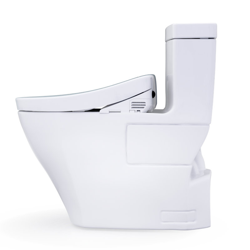 TOTO® WASHLET+® Aimes One-Piece Elongated 1.28 GPF Toilet and WASHLET S5 Bidet Seat, Cotton White - MW6263446CEFG#01