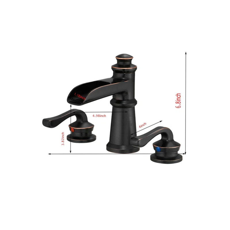 8-16 Inch 3 Holes 2 Handle Widespread Bathroom Sink Faucet, Oil Rubbed Bronze, No