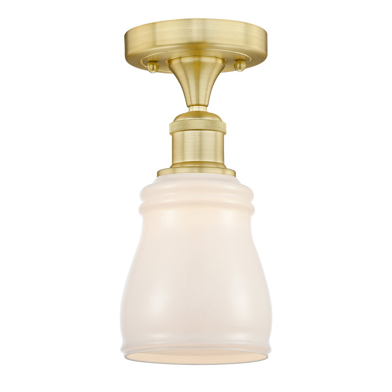Plafonnier semi-encastré en verre Makemson, Blanc, Or satiné