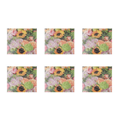 Paquet de 20 serviettes florales à 3 plis - Ensemble de 6