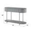 Console ovale grise allongée, de style minimaliste moderne, avec tiroirs de rangement