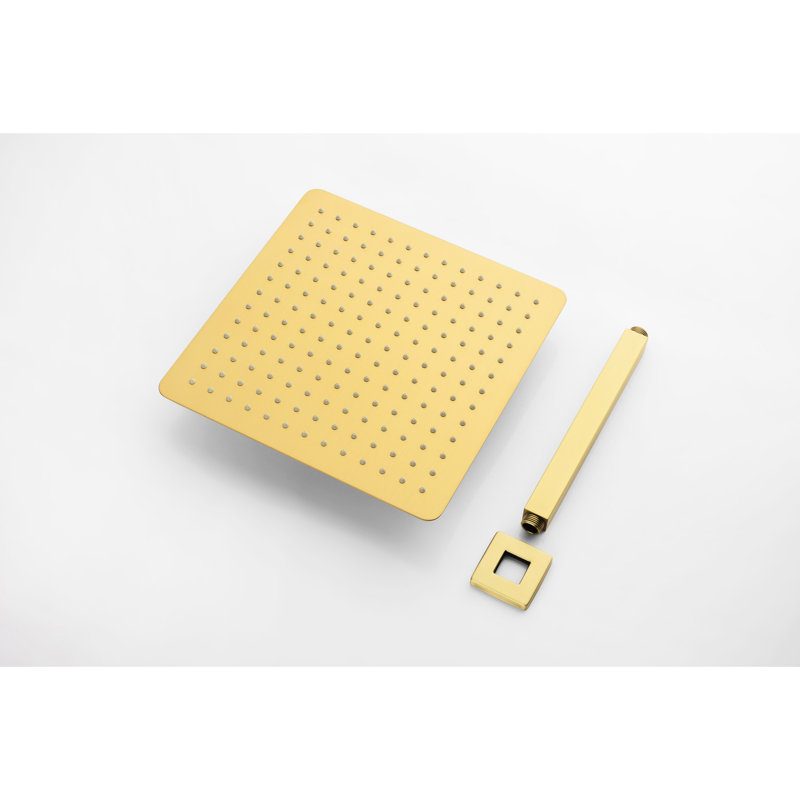 Bathroom Rainfall Shower Head - Brushed Gold Stainless Steel  High Water Saving With Self-Cleaning Feature Use Easy-Cleaning