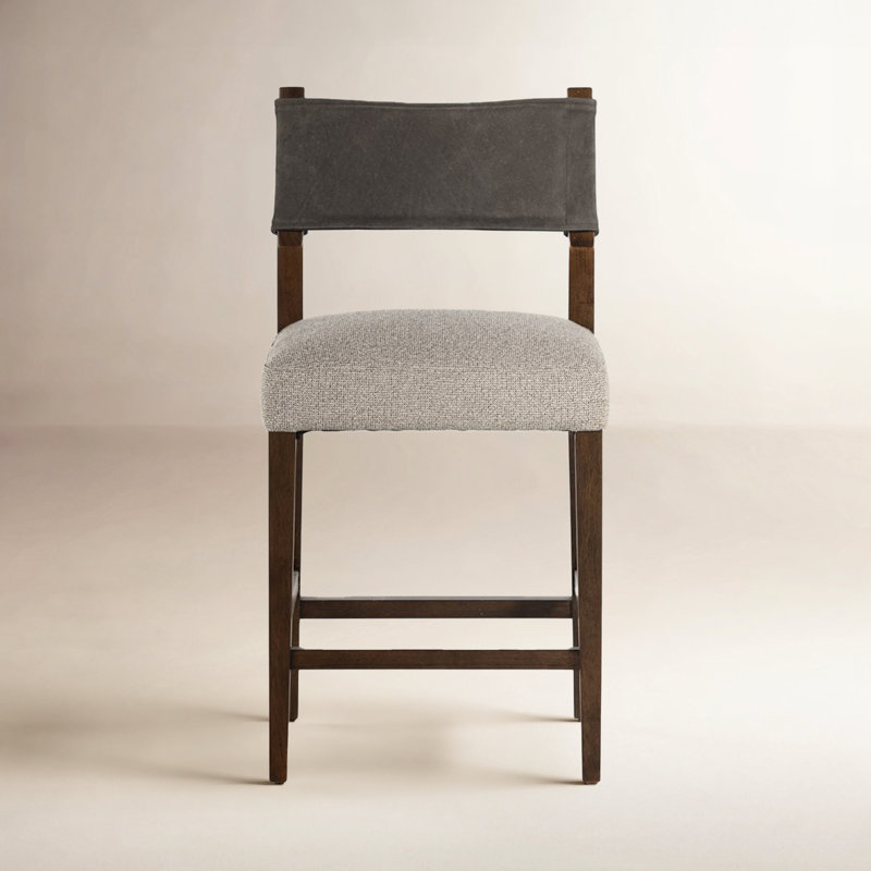Ferris Stool, Counter Stool (25.98" Seat Height), Tulsa Ink/Nubuck Charcoal Rayon/Viscose/Leather, Antique Sable