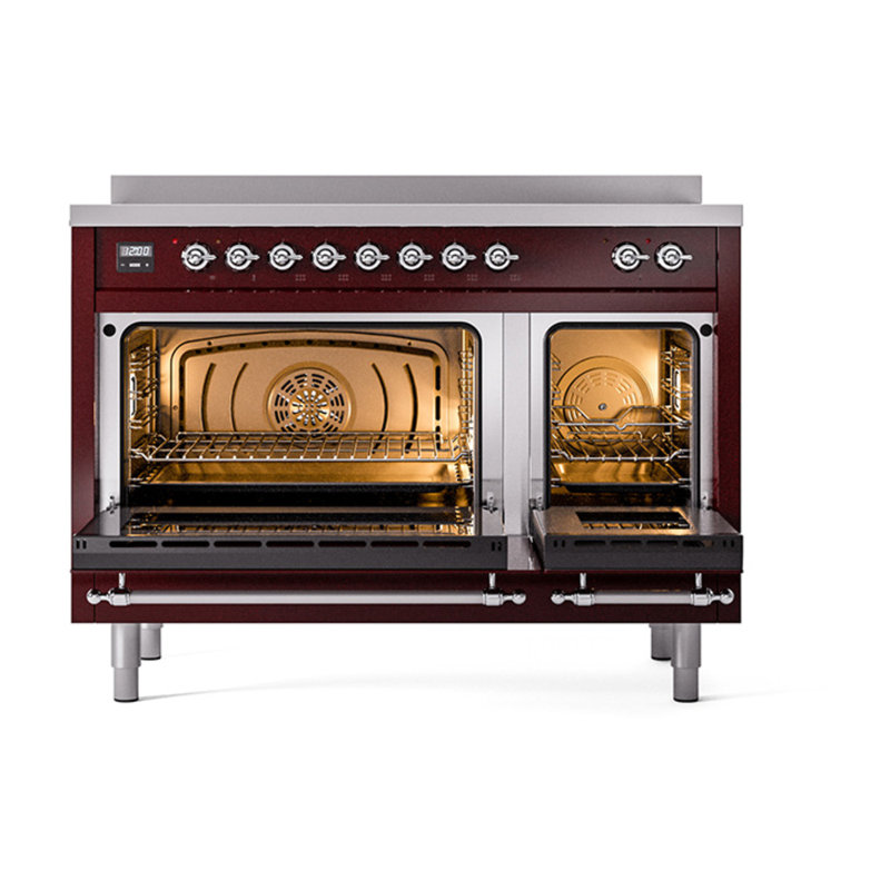 ILVE Nostalgie II Noblesse 48 in Induction Range, Burgundy/Chrome