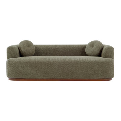 Canapé compressé et base en bois d'hévéa - 84,57 * 33,9 * 26 pouces - Boucle - 1 pièce - Canapé - Vert olive - Revêtement Boucle