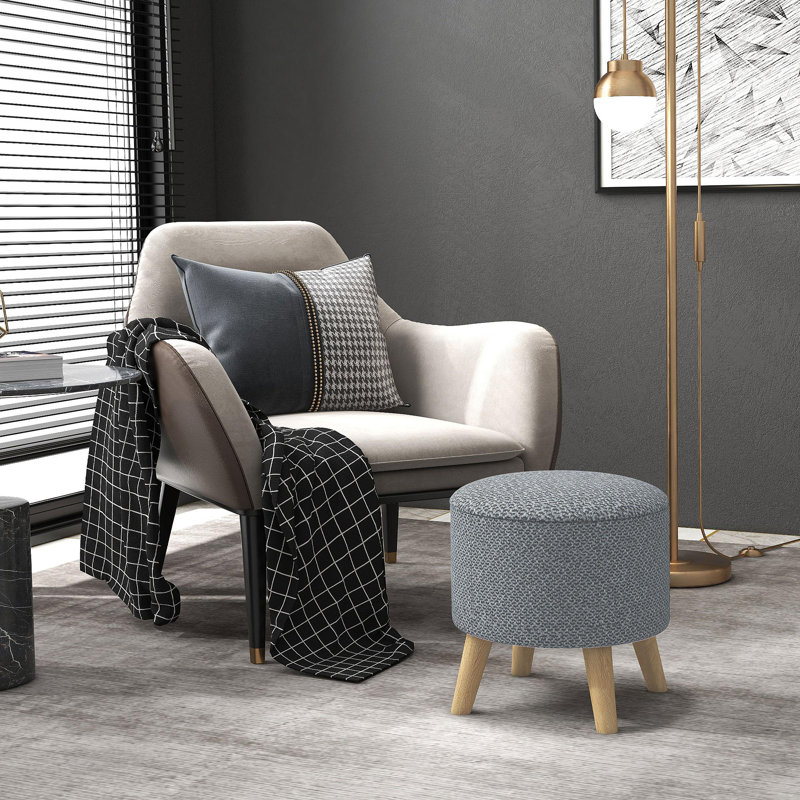 Repose-pieds avec rangement et repose-pieds rond gris, Gris