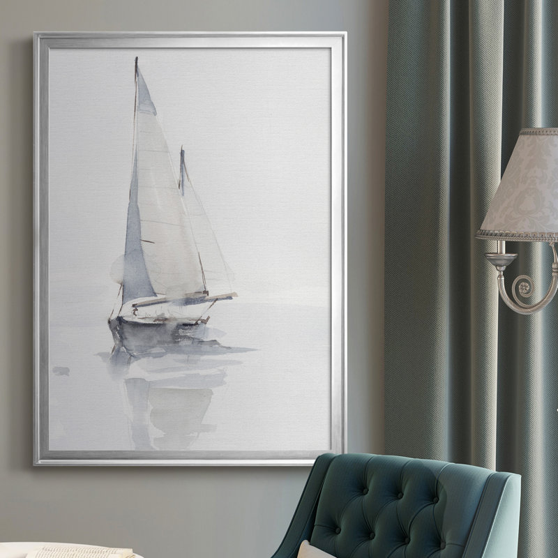 Toile encadrée de qualité supérieure Misty Harbor II - prête à être accrochée, Cadre argenté, H 42,5 po x l 30,5 po x P 1 po