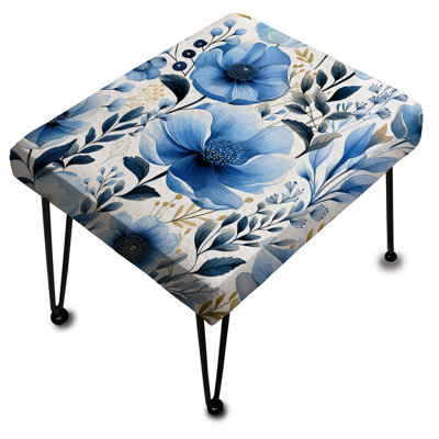 Watercolor Whimsy Blue Floral Melody - Repose-pieds rectangulaire floral