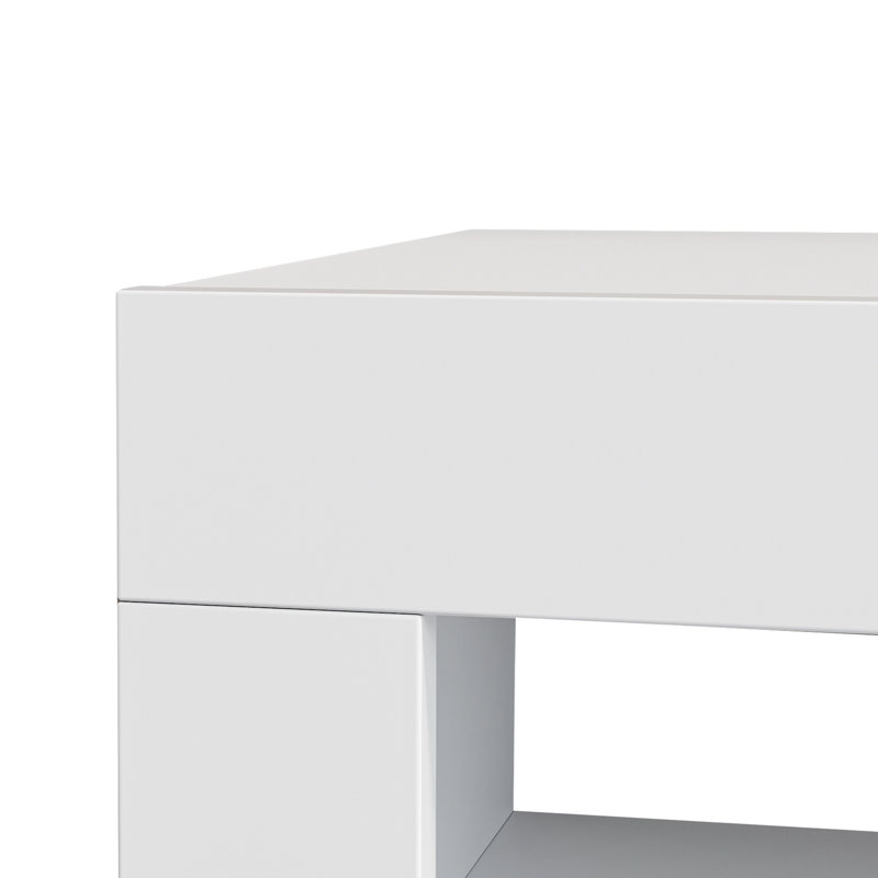 Crédence de rangement l 78,74 po Dhana, Blanc, Panneau de fibres à densité moyenne