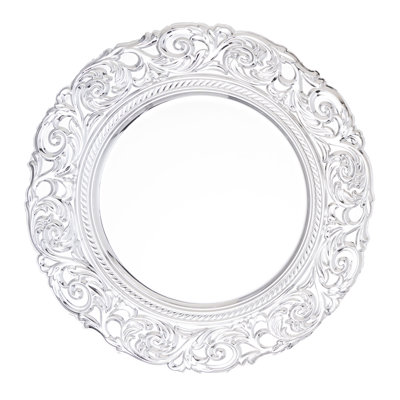 Assiette de présentation rétro en métal de 14 po Rosdorf Park (6 pièces) avec bordure gravée au design baroque