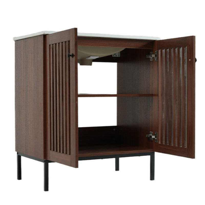 Meuble-lavabo moderne brun foncé 30 po