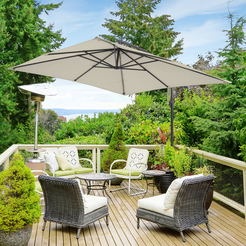 Parasol en porte-à-faux 98,4 po Avalynn, Crème