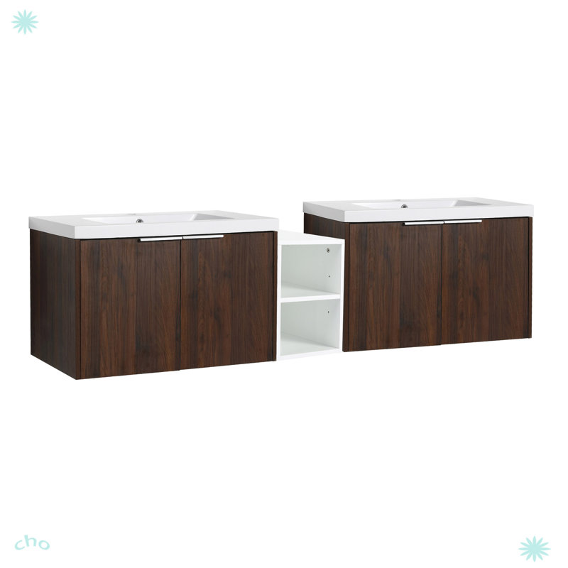 Meuble-lavabo 72 po à fermeture en douceur avec lavabo, Noyer de Californie