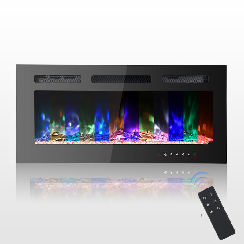 Foyers électriques et à carburant alternatif, H 17 po x l 30 po x P 4,1 po, Noir
