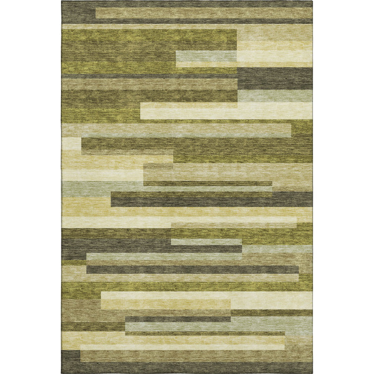 Premium Machine Washable Prisco Olive Rug