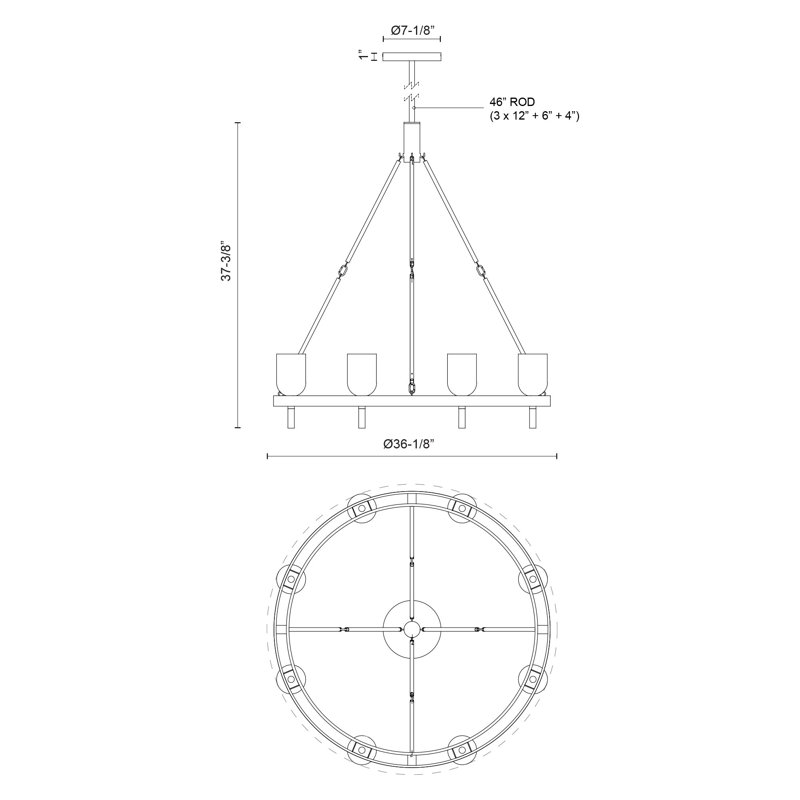 Lucian 8 - Light Chandelier, Urban Bronze