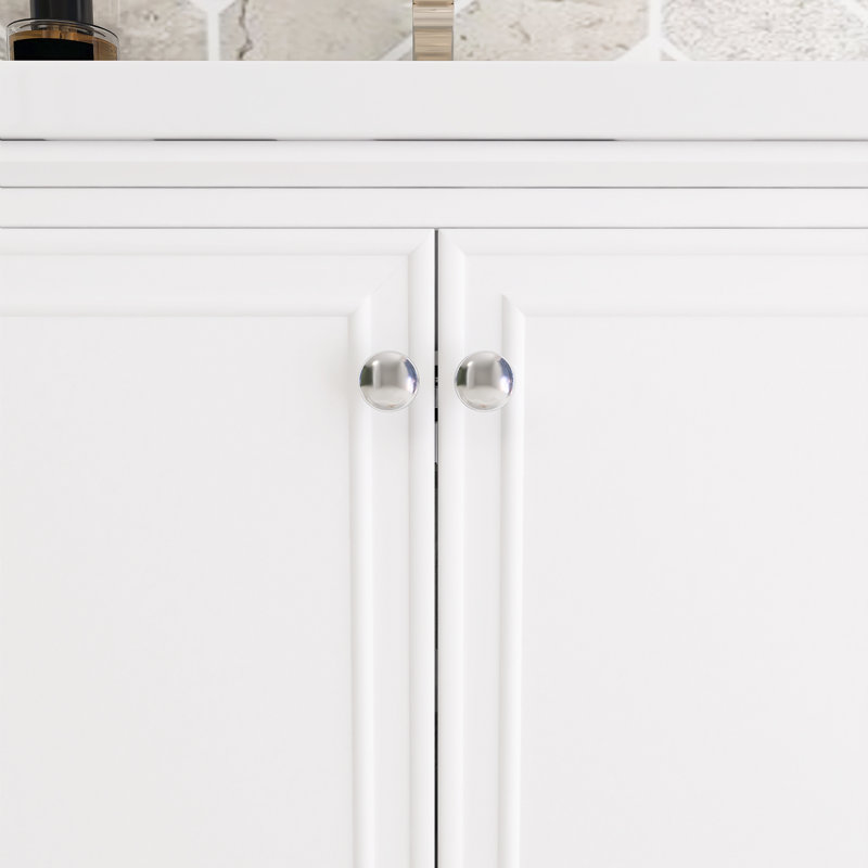 Meuble-lavabo sur pied simple 30 po avec plateau en céramique Mylla, Blanc