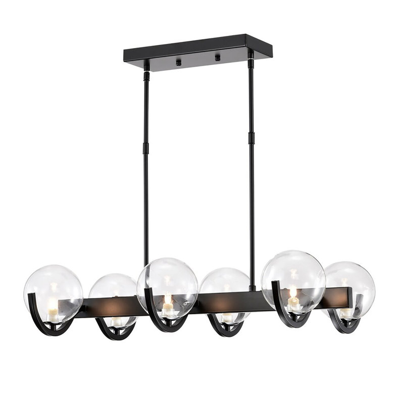 Lustre linéaire moderne à 6 lumières avec abat-jour