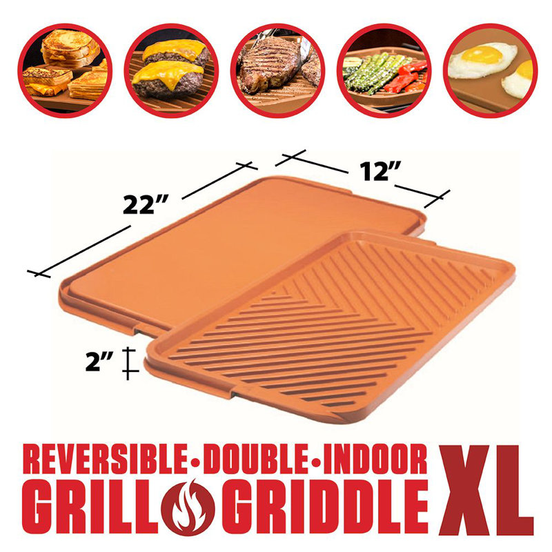 Très grande plaque chauffante et gril double antiadhésif réversible Gotham Steel