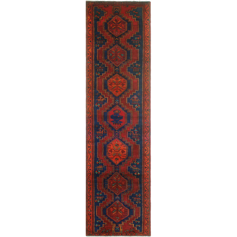 One-of-a-Kind 3' x 11'10" 1980s Runner Wool Area Rug in Red