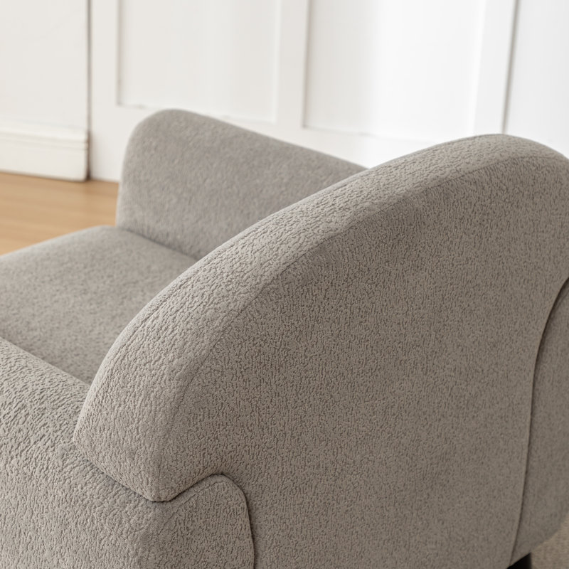 Deivi Upholstered Accent Chair with Round Arm, Light Gray Polyester