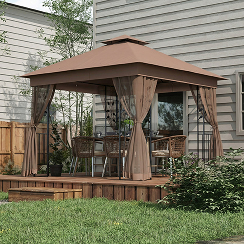 Pavillon de jardin d'extérieur 10 pi x 10 pi, brun foncé