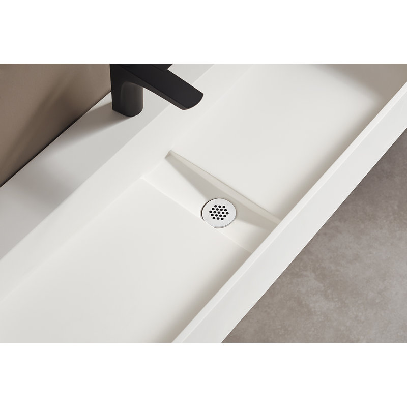 32 in. Wall-Mount or Countertop Bathroom Hidden Drain Sink with Single Faucet Holes, White