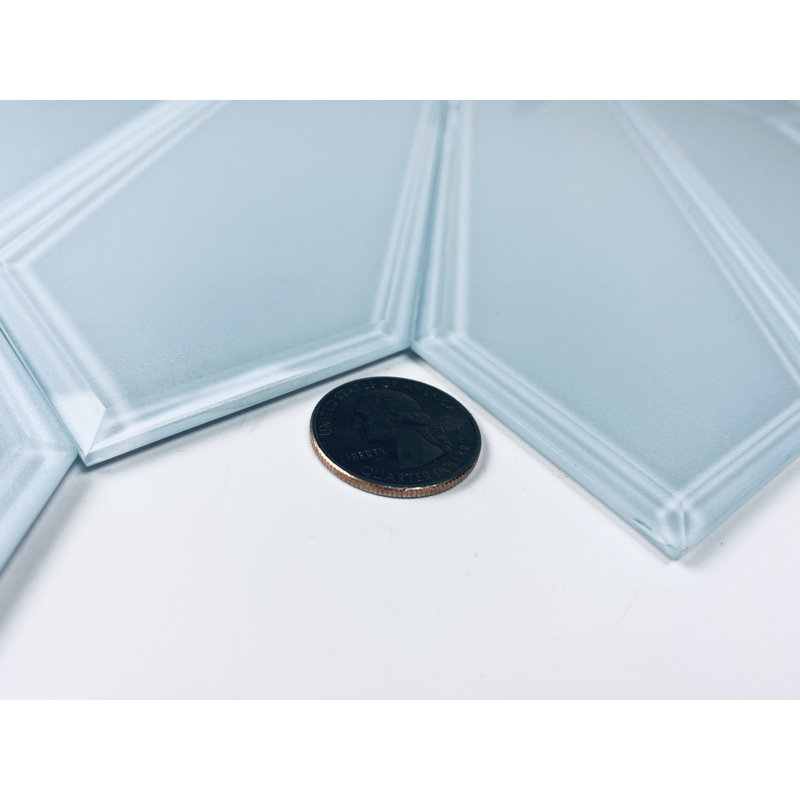 Carrelage mural de cuisine et salle de bain en verre biseauté de qualité diamantée 6 po x 8 po Frosted Elegance
