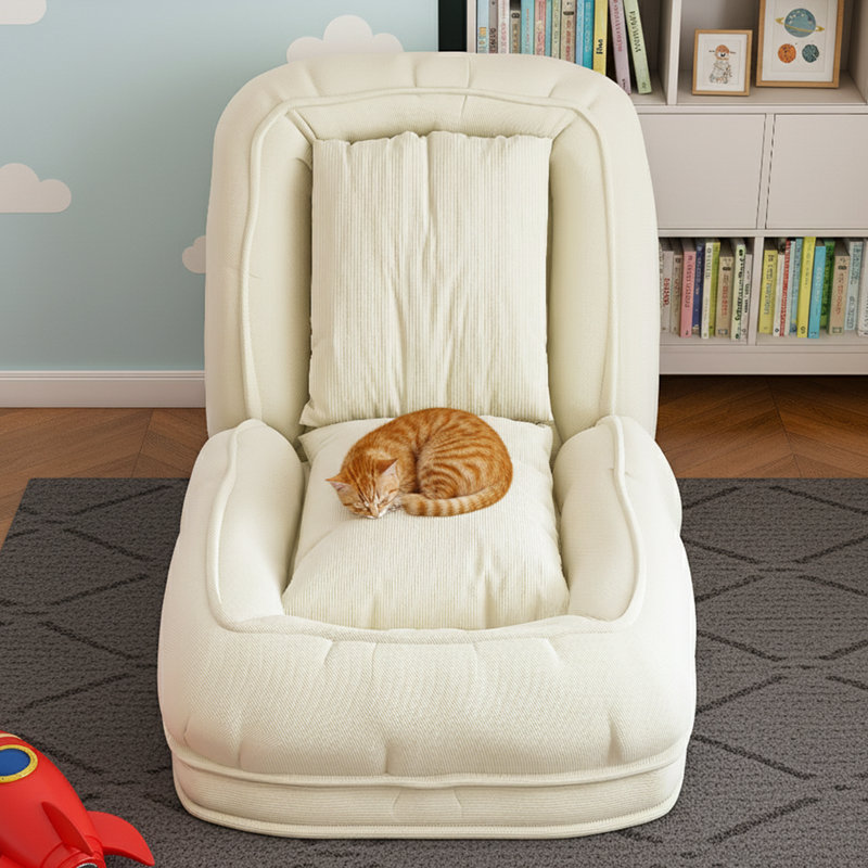  Canapé-lit 70 po pour chien et plancher rembourré avec 5 positions réglables - Blanc, Blanc