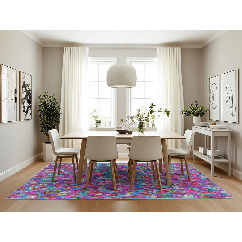 Tapis mauve à motif floral Sumaya, Rectangle 7 pi x 10 pi
