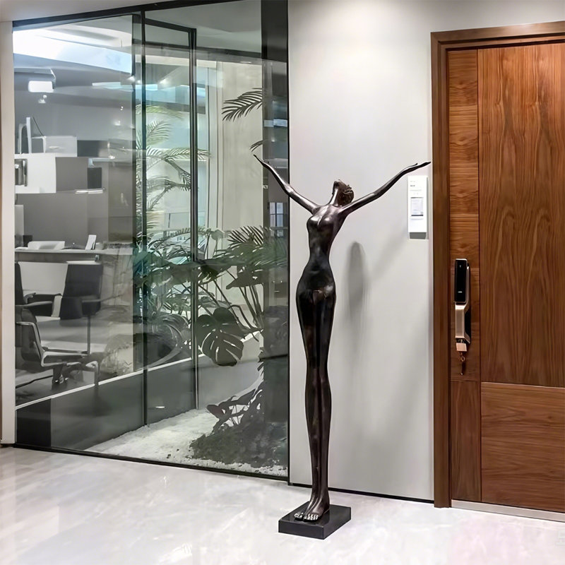 39.37"Looking forward to the future, black humanoid abstract sculpture floor ornaments