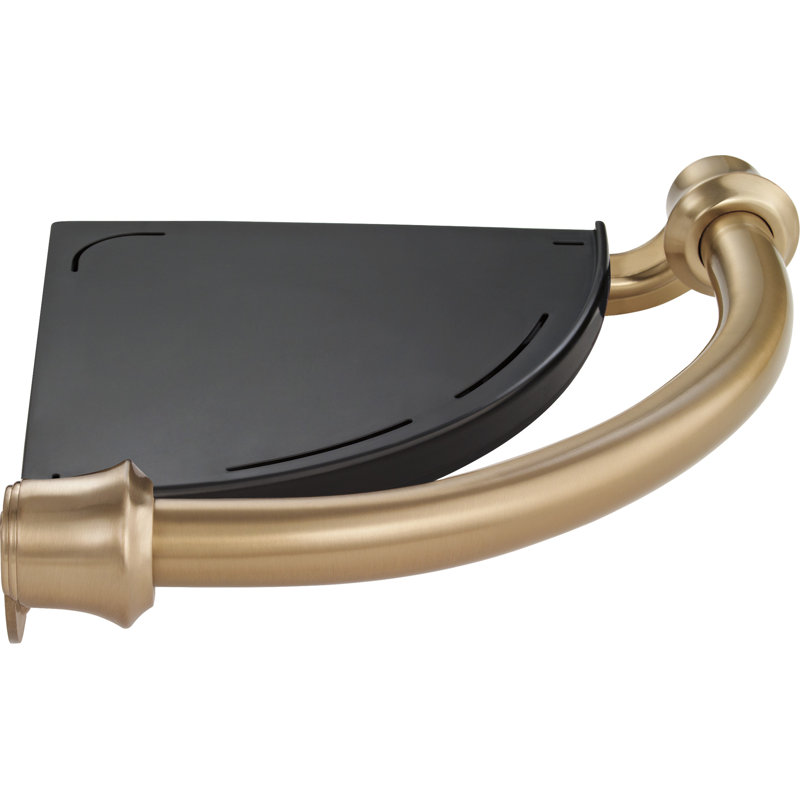 Bath Safety Grab Bar with Corner Shelf, Brilliance Champagne Bronze