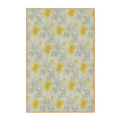 Tapis jaune/gris à motifs
