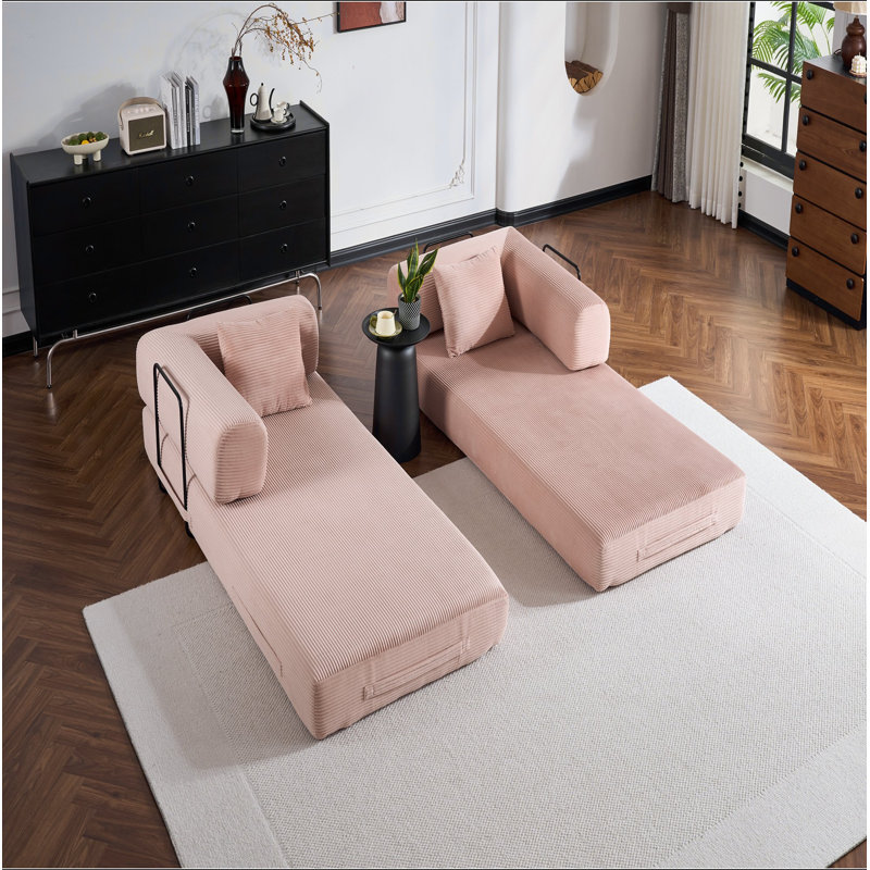 Canapé-lit convertible avec coussin cylindrique, canapé-lit pliant en velours côtelé avec structure de forme fixe, canapé-lit de salon pour chambre à coucher