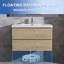 Meuble-lavabo flottant mural 36 po en chêne naturel avec surface de comptoir blanche-526298273