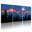 Ensemble de 3 tableaux sur toile tendue représentant un paysage de montagne avec la lune et des pins-1336518123