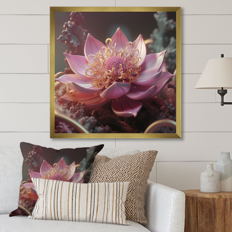 «Blooming Magical Pink Lotus I» sur toile, H 16 po x l 16 po x P 1 po, Cadre doré à une seule photo