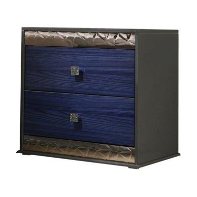 Table de chevet, gris cendré / bleu indigo