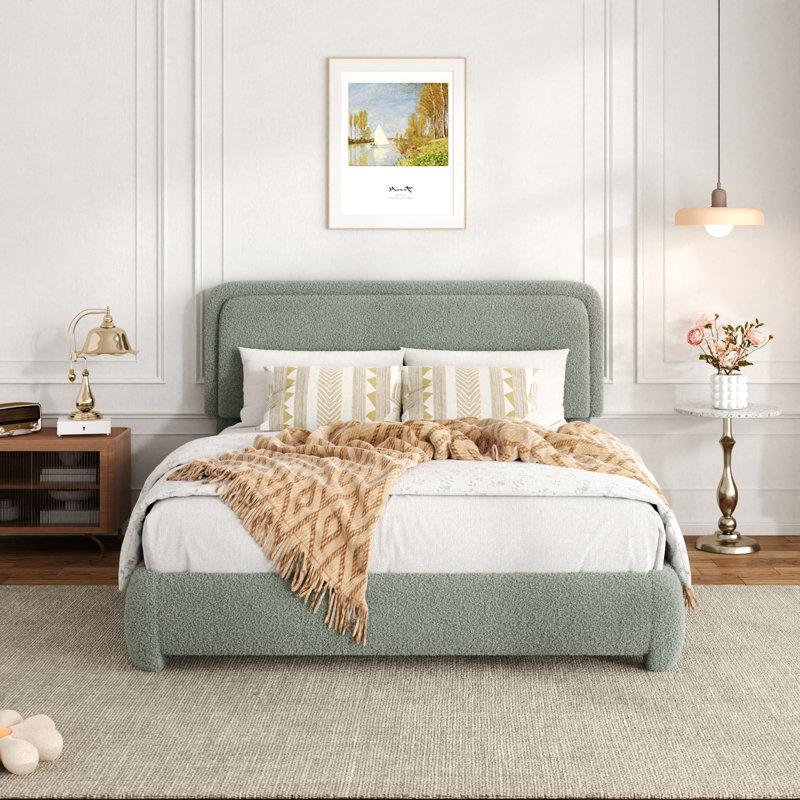 Base de lit tapissier avec tête de lit Haden, Grand, Vert