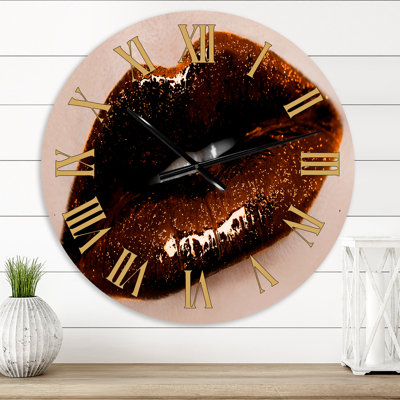 Close-Up Of Gorgeous Woman Lips II - Modern wall clock