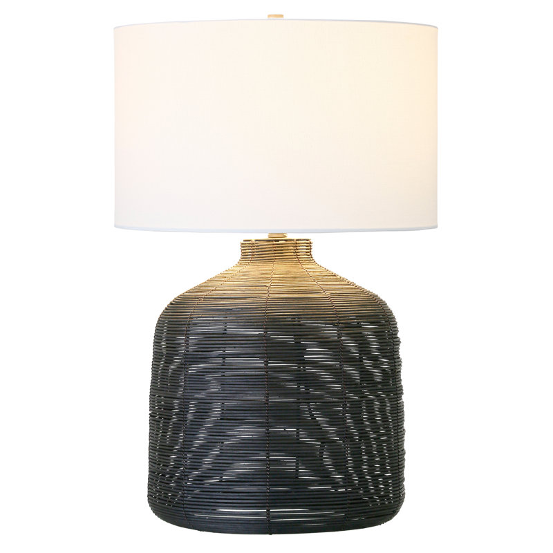 Northport Table Lamp, 26" H x 17" W x 17" D, Black Rattan