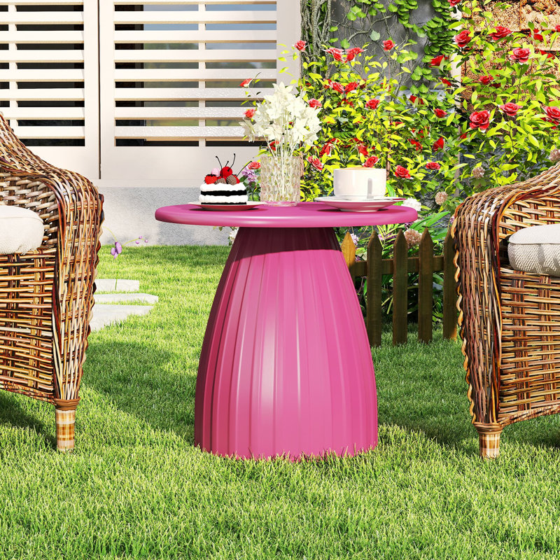 Table d'appoint ronde pour le patio, table d'appoint pour l'extérieur en acier et table d'appoint pour le patio, Pink
