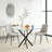 Brintney Contemporary Square Clear Dining Tempered Glass Table with Stainless Steel Legs,dinning table,dining room table-2131067560