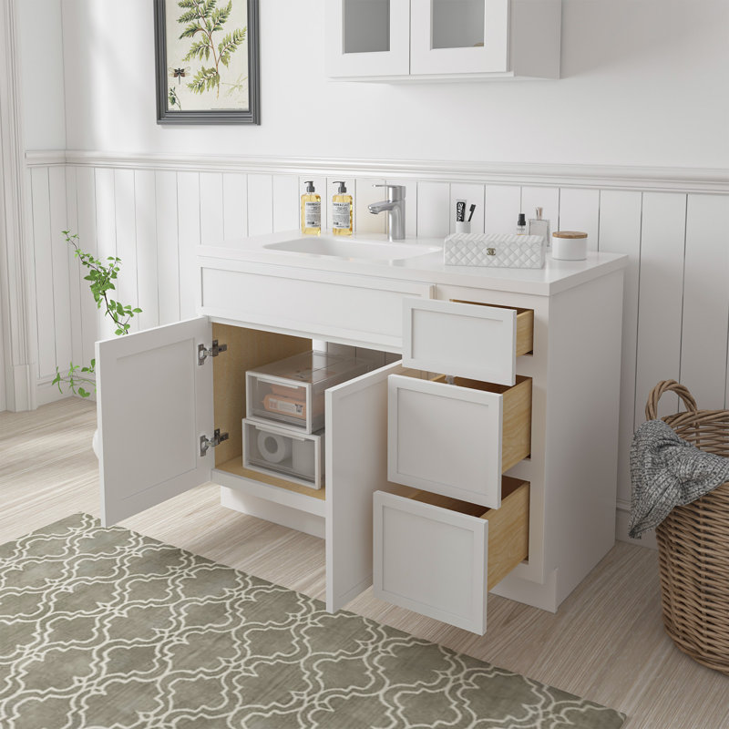 Base de meuble-lavabo simple 48 po seulement, Blanc