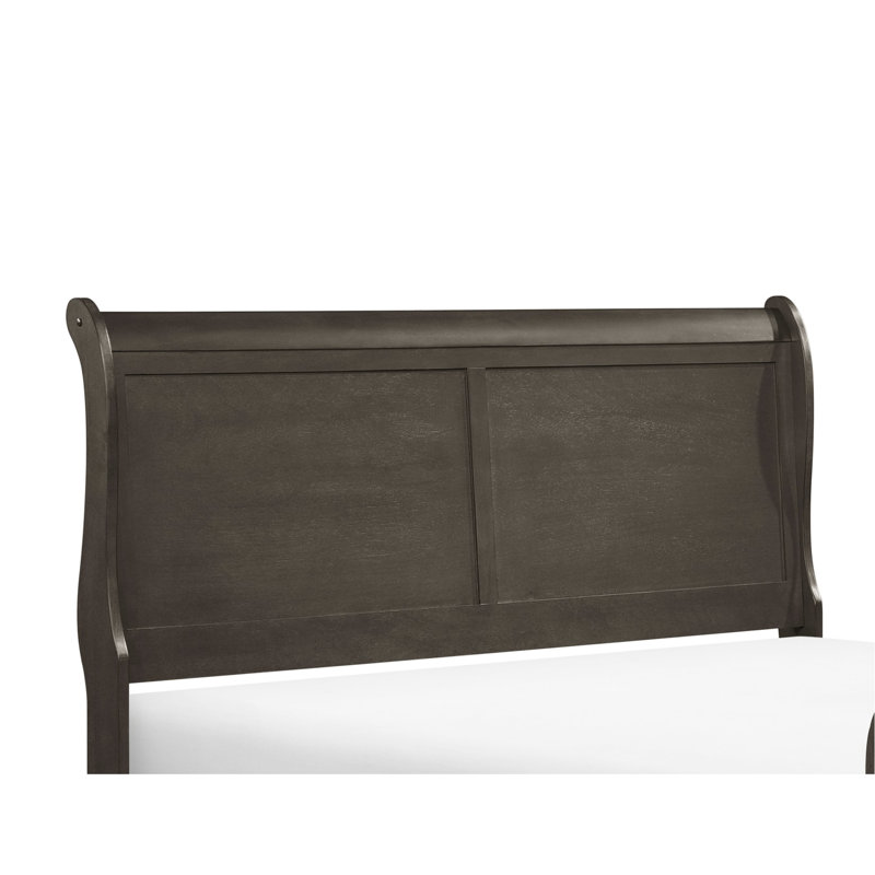 Grand lit traditionnel avec aspect teinté gris pour la chambre à coucher avec teinture, tête de lit et rails, Grand lit, Gris