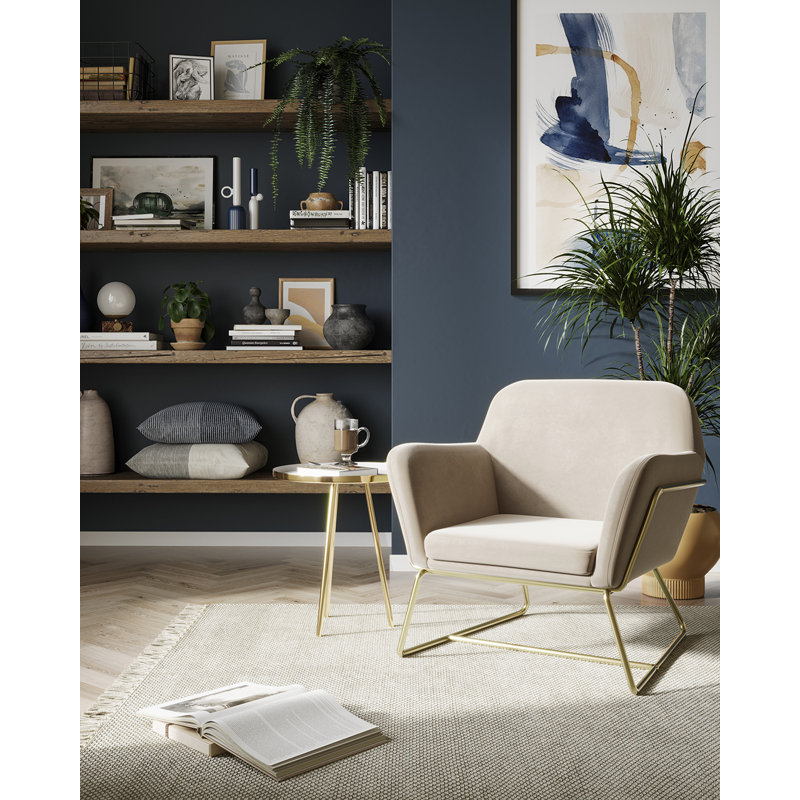 LPD Home Velvet Armchair, Beige, Gold